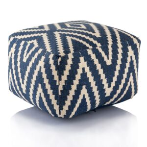 Sitzwürfel Fußhocker Sitzhocker 50x35x50cm Pouf Kelim Bodenkissen Peru schwarz taupe gelb türkis blau - jeans blue