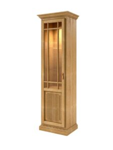 Vitrine Standvitrine Glasvitrine Duett 1 tuerig B 64 cm Pinie massiv Pinie karamell links angeschlagen ohne Beleuchtung