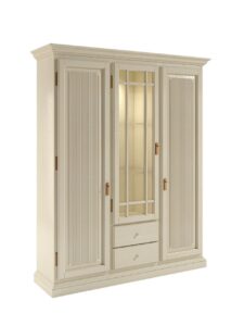 Wohnwand Vitrinen Schrank B 162 H 198 cm 3 Tueren 2 Schubladen Duett Pinie massiv Pinie lipizano ohne Beleuchtung