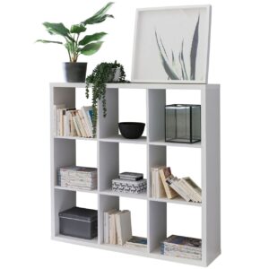 Würfelregal 112x29x112 cm Bücherregal mit 9 Fächern Weiß Standregal Holz Regal freistehend